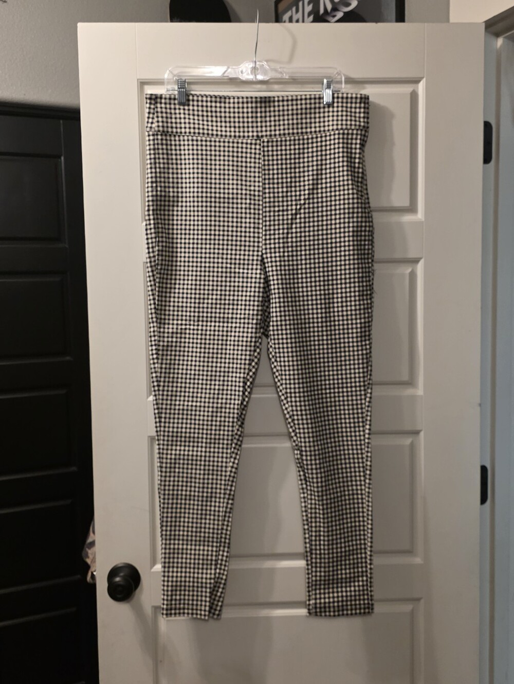 Unique Vintage Black & White Gingham Retro High-Waisted Pants